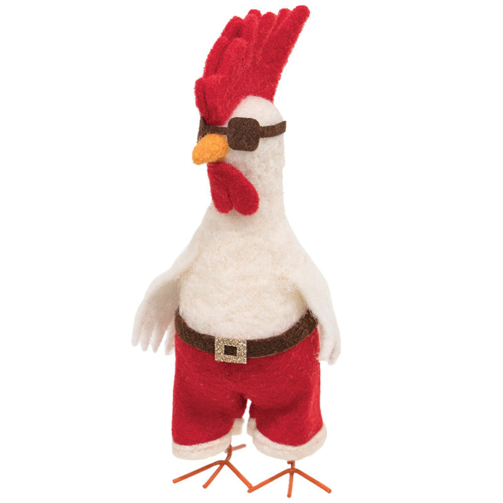 Santa Chicken Christmas Felt Ornament