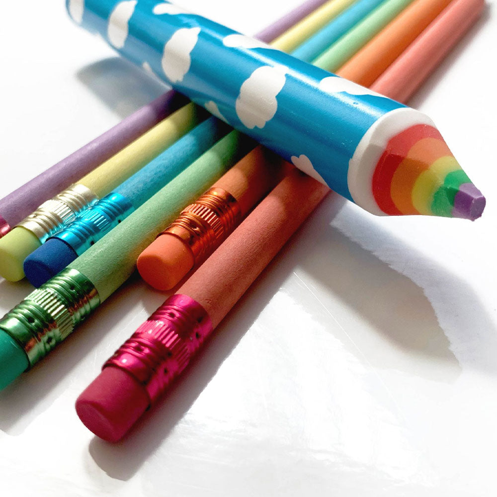 Recycled Rainbow Pencil and Eraser Set