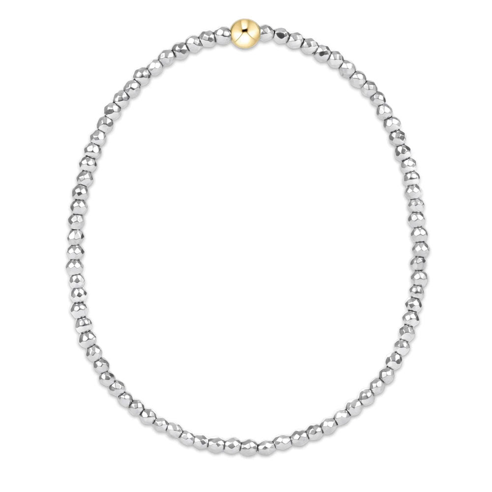Silver Faceted Hematite 2mm Bead Bracelet