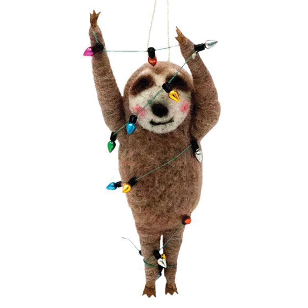 Christmas Party Sloth Felt Ornament