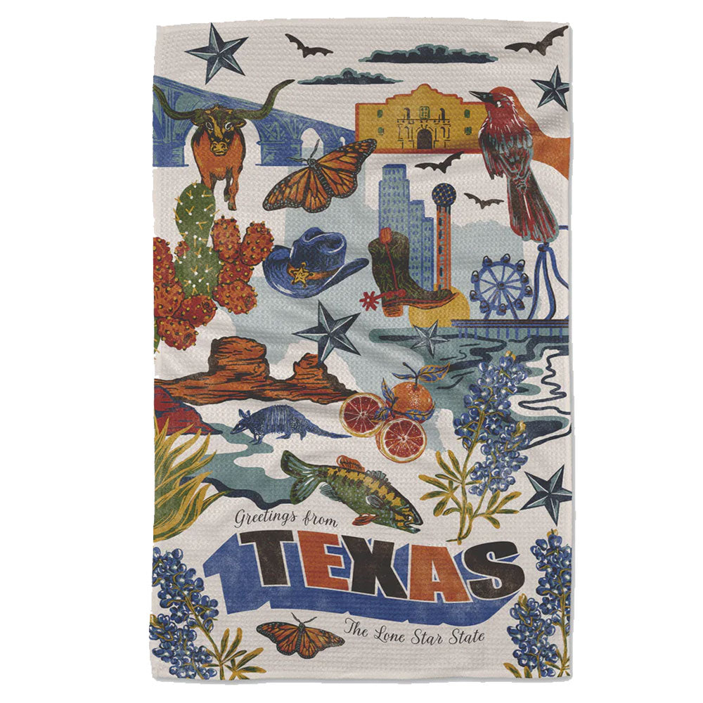 Greetings From Texas Tea Towel