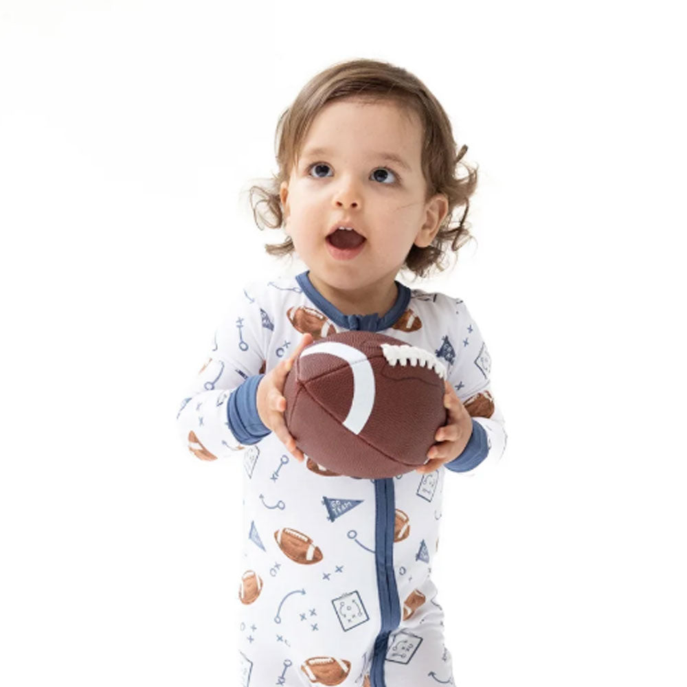 Touchdown Time- Navy Zipper Romper