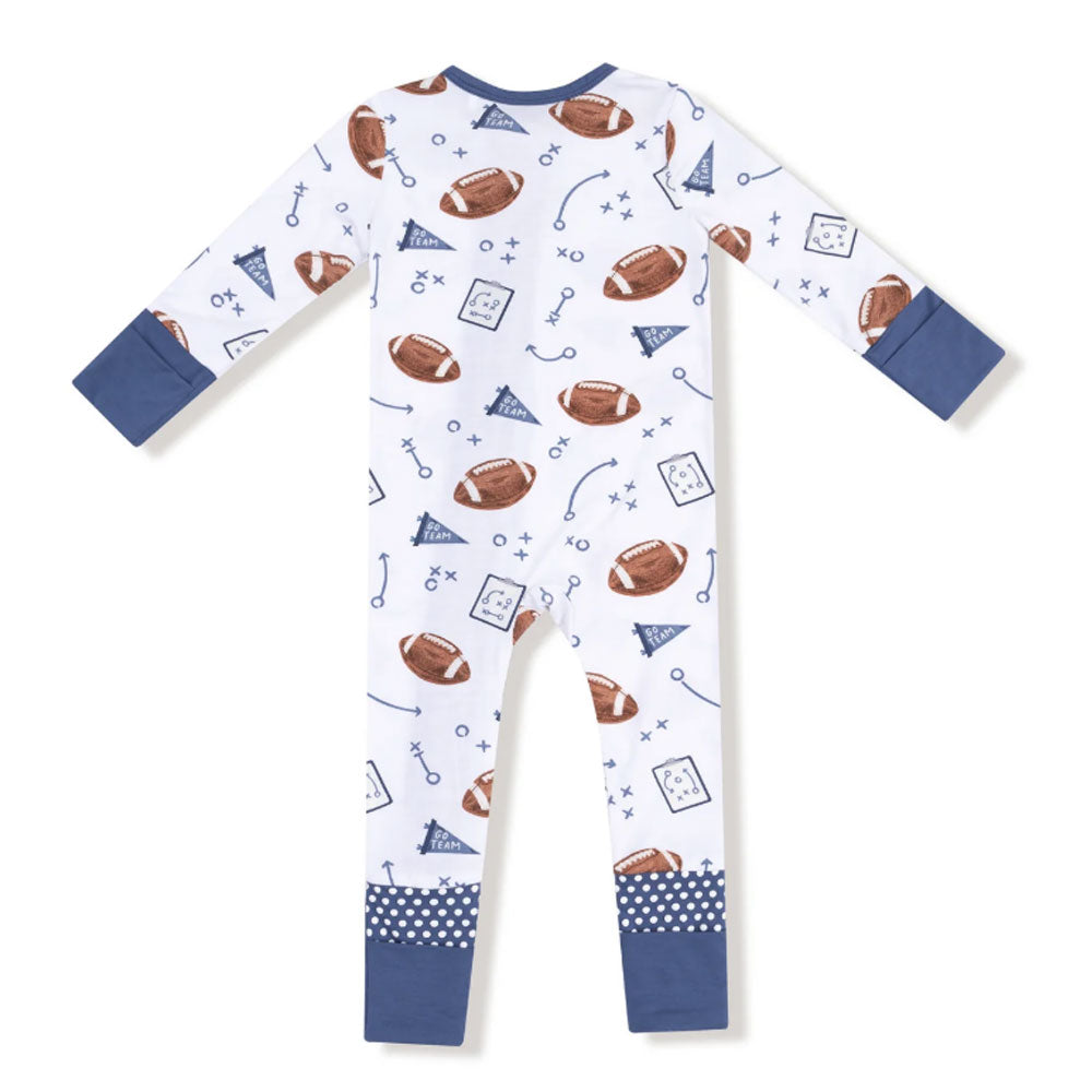 Touchdown Time- Navy Zipper Romper