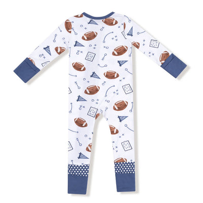 Touchdown Time- Navy Zipper Romper