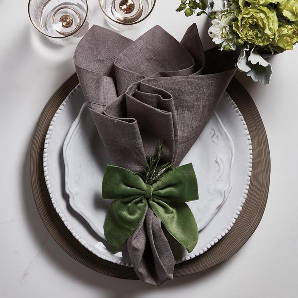 Green Velvet Bow Napkin Ties