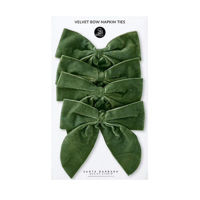 Green Velvet Bow Napkin Ties