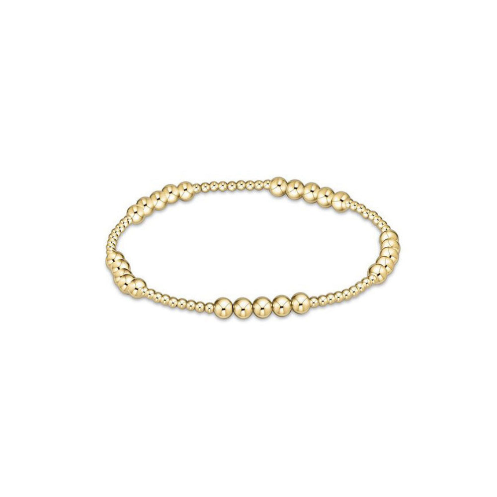 Classic Blissful Pattern 2mm Bead Bracelet - 4mm Gold