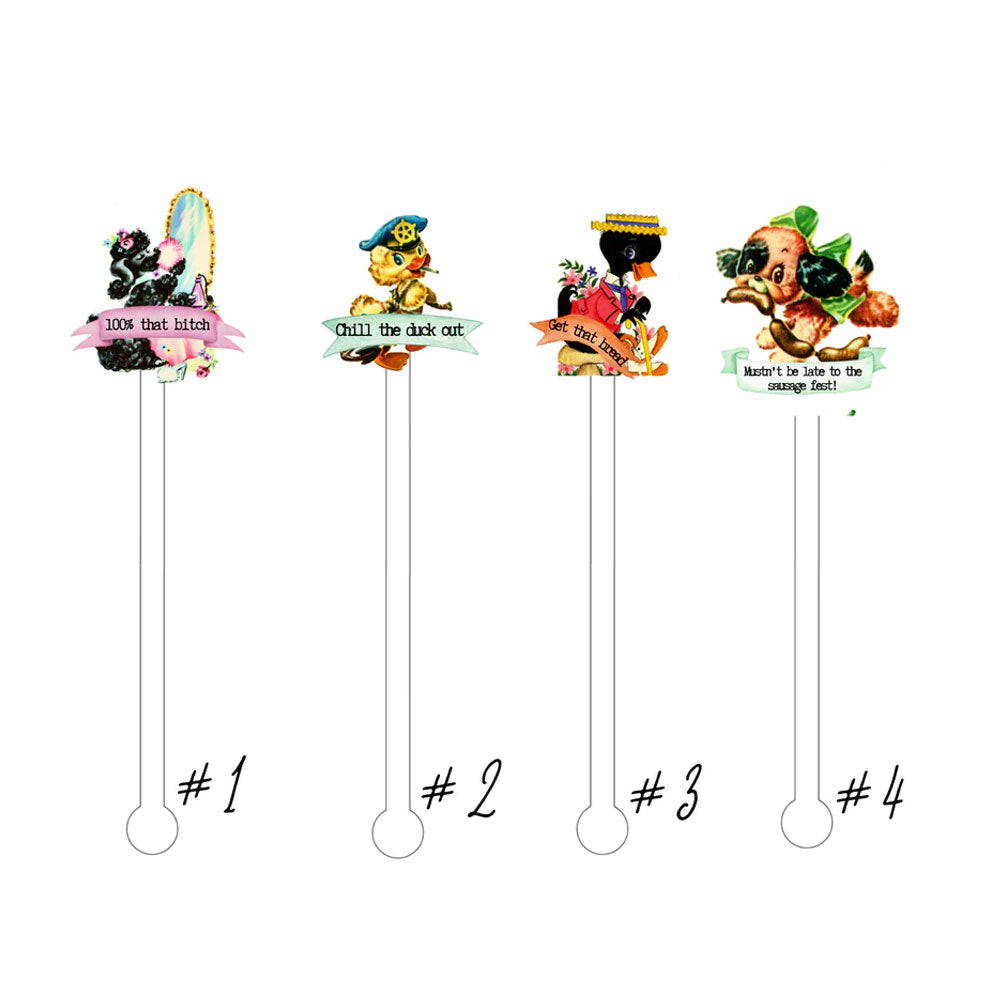 Saucy Vintage Acrylic Drink Stirrers