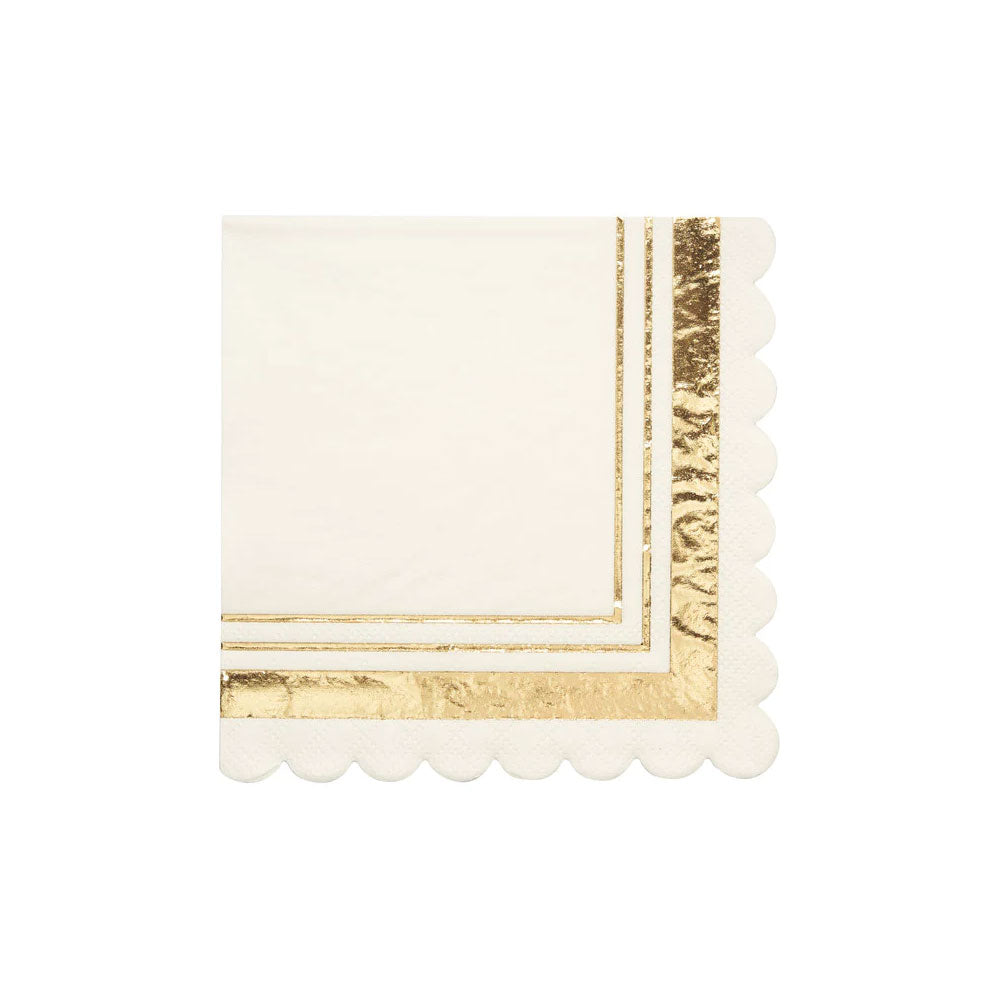 White/Gold Flower Cocktail Napkins