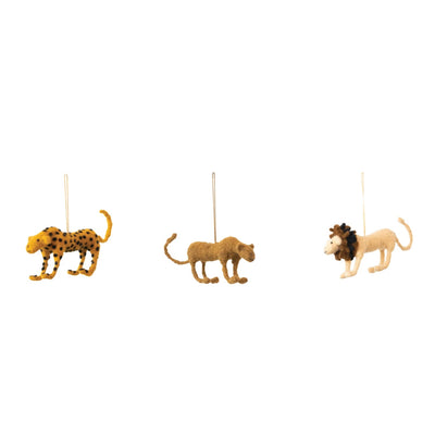 Handmade Wool Felt & Wire Exotic Animal Ornament, 3 styles