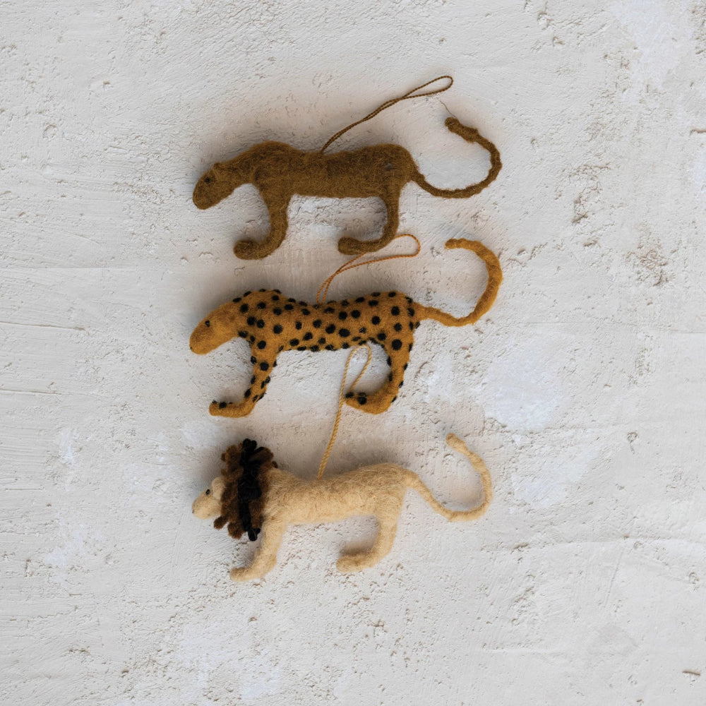 Handmade Wool Felt & Wire Exotic Animal Ornament, 3 styles