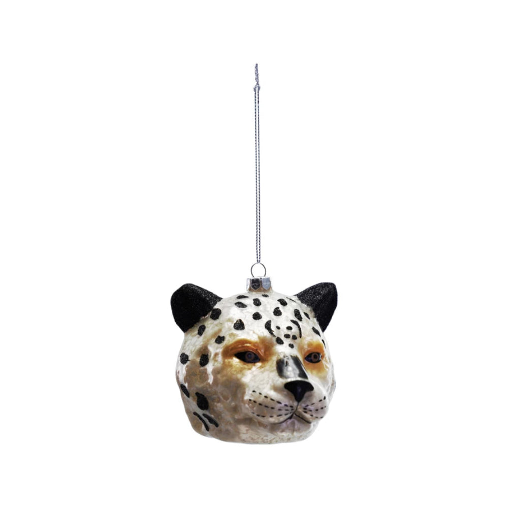 Leopard Head Ornament with Glitter