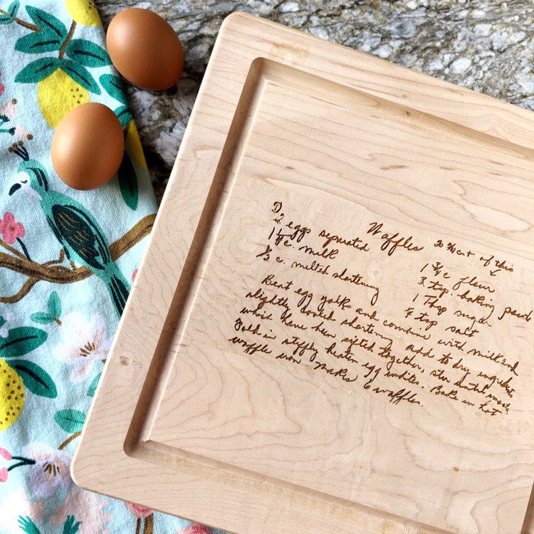 recipe engraved cutting board on barquegifts.com