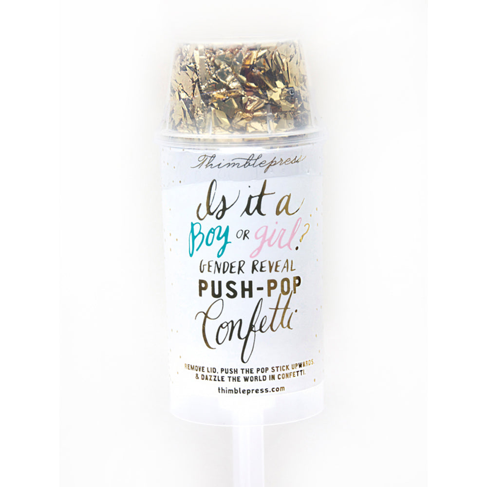 gender reveal push pop confetti on barquegifts.com