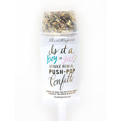 gender reveal push pop confetti on barquegifts.com