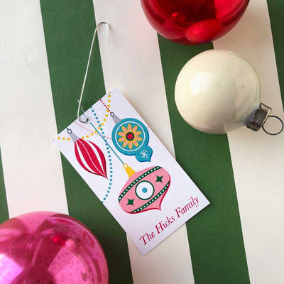 retro ornament gift tags on barquegifts.com