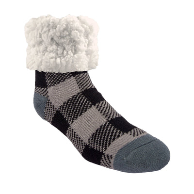 pudus classic lumberjack grey slipper socks on barquegifts.com
