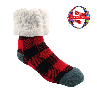 pudus classic lumberjack red slipper socks on barquegifts.com