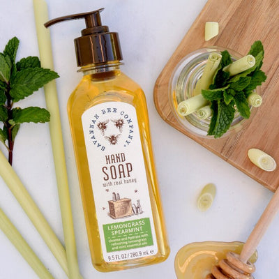 savannah bee co lemongrass spearmint honey hand soap on barquegifts.com