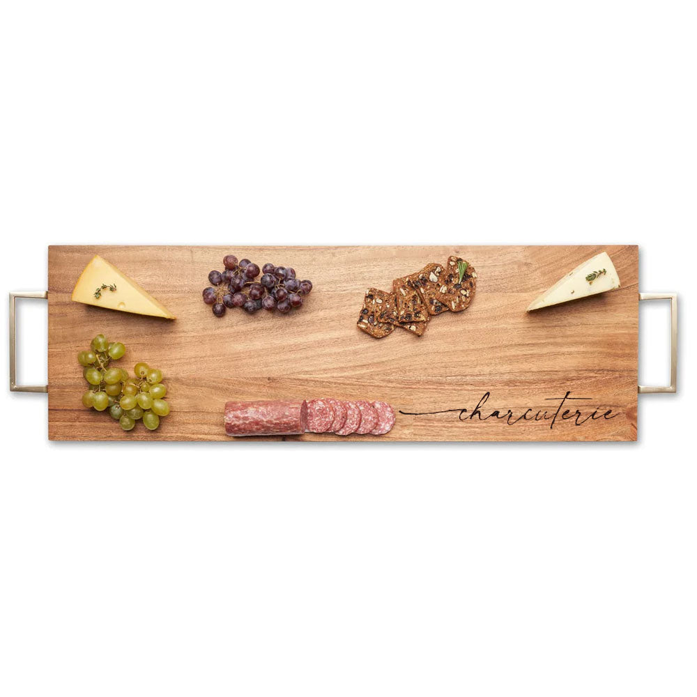 Charcuterie Wooden Plank with Gold Handles
