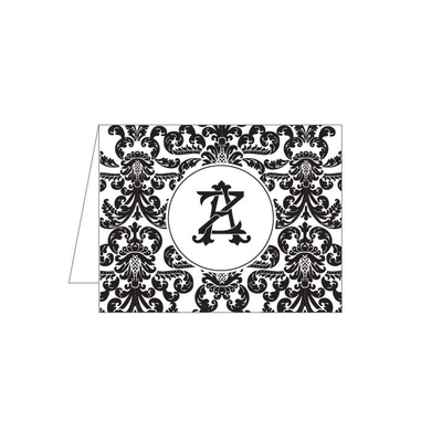 Black Damask Folded Note - Barque Gifts