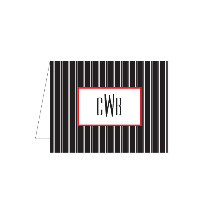Black Pinstripe Folded Note - Barque Gifts