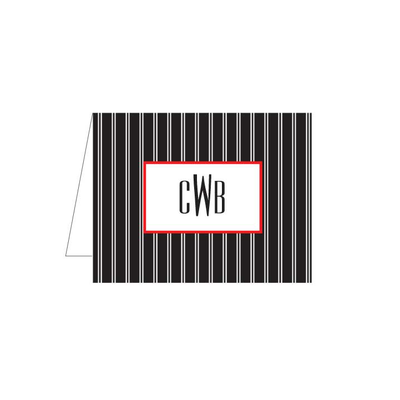 Black Pinstripe Folded Note - Barque Gifts
