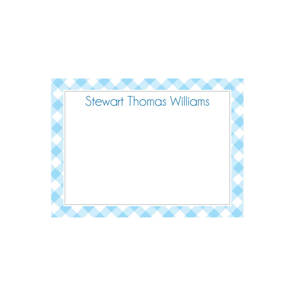 Light Blue Gingham Flat Note - Barque Gifts