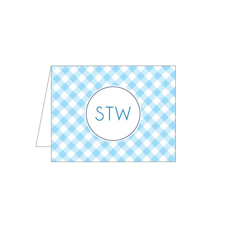 Light Blue Gingham Folded Note - Barque Gifts