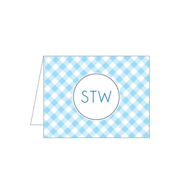 Light Blue Gingham Folded Note - Barque Gifts