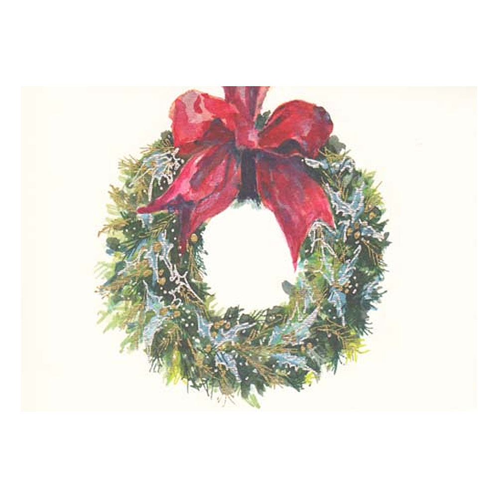 Blue Holly Wreath Boxed Holiday Cards  (box of 10) - Barque Gifts