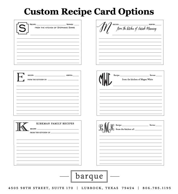 Custom Recipe Cards - Barque Gifts