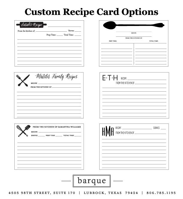 Custom Recipe Cards - Barque Gifts