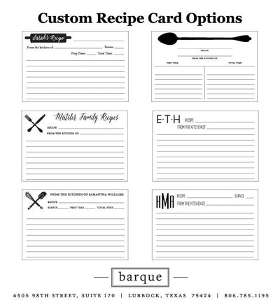 Custom Recipe Cards - Barque Gifts
