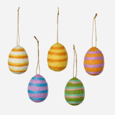Striped Wool Egg Ornaments