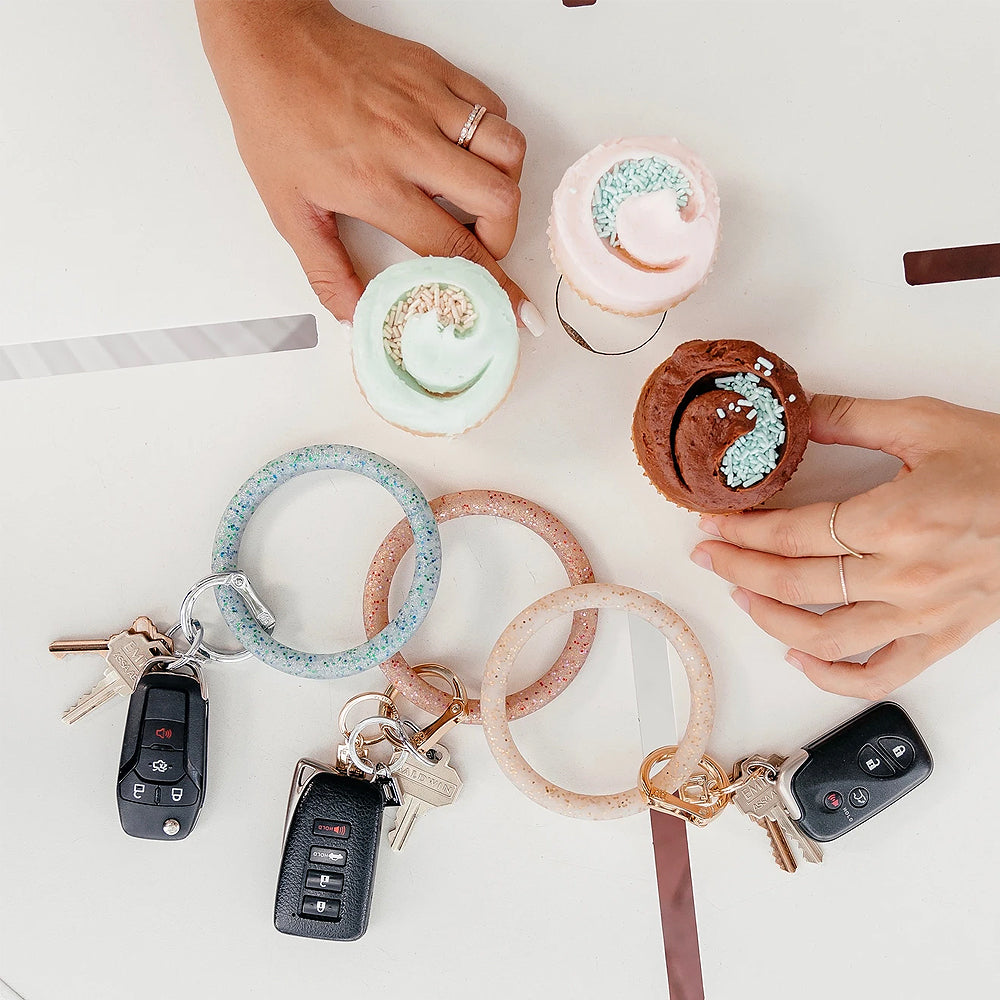 Rose gold confetti silicone key ring discount