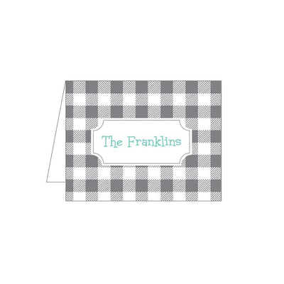 Gray Buffalo Check Folded Note - Barque Gifts