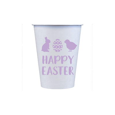 Happy Easter Paper Cups + Lids (12 oz) - Barque Gifts