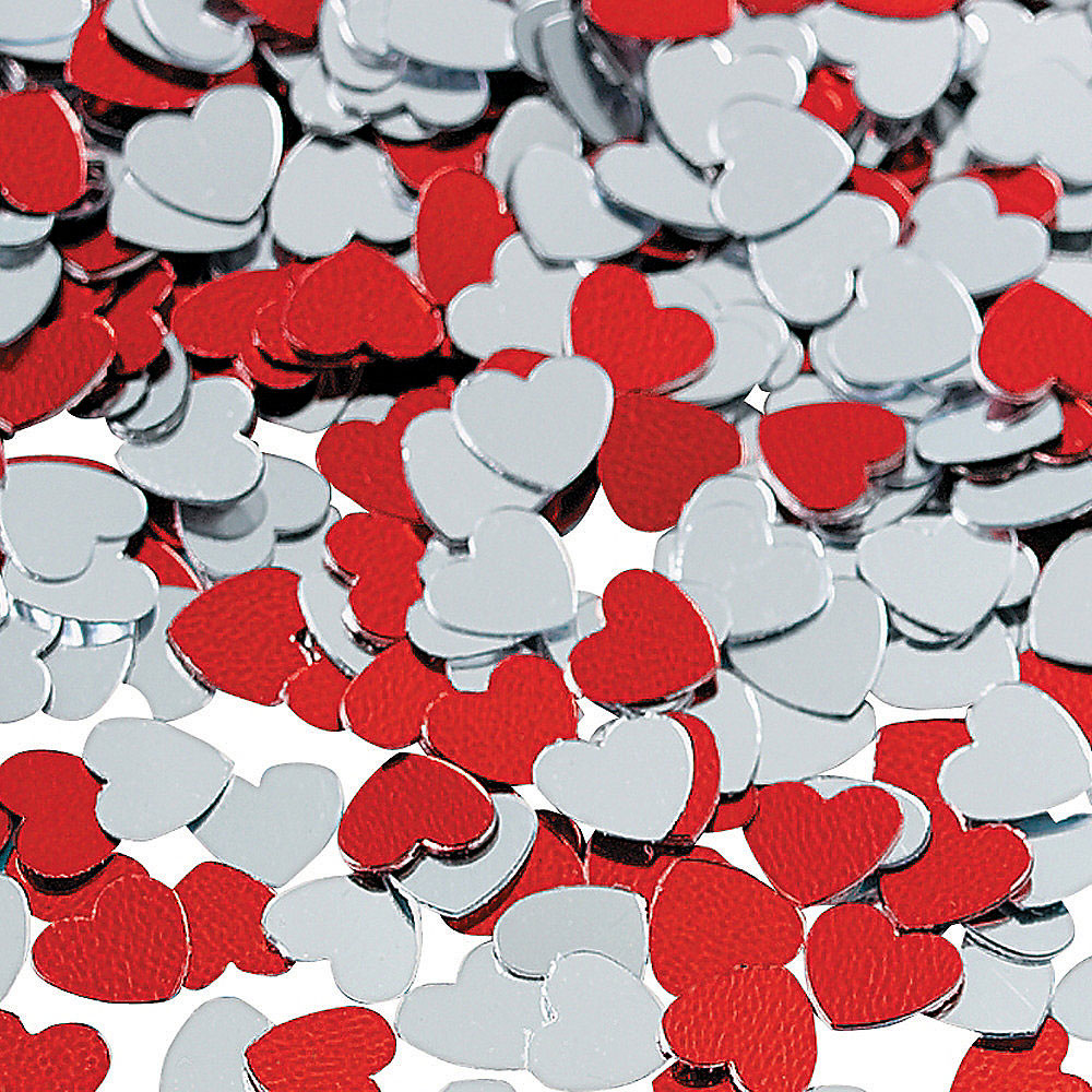 Metallic Red/Silver Heart Confetti