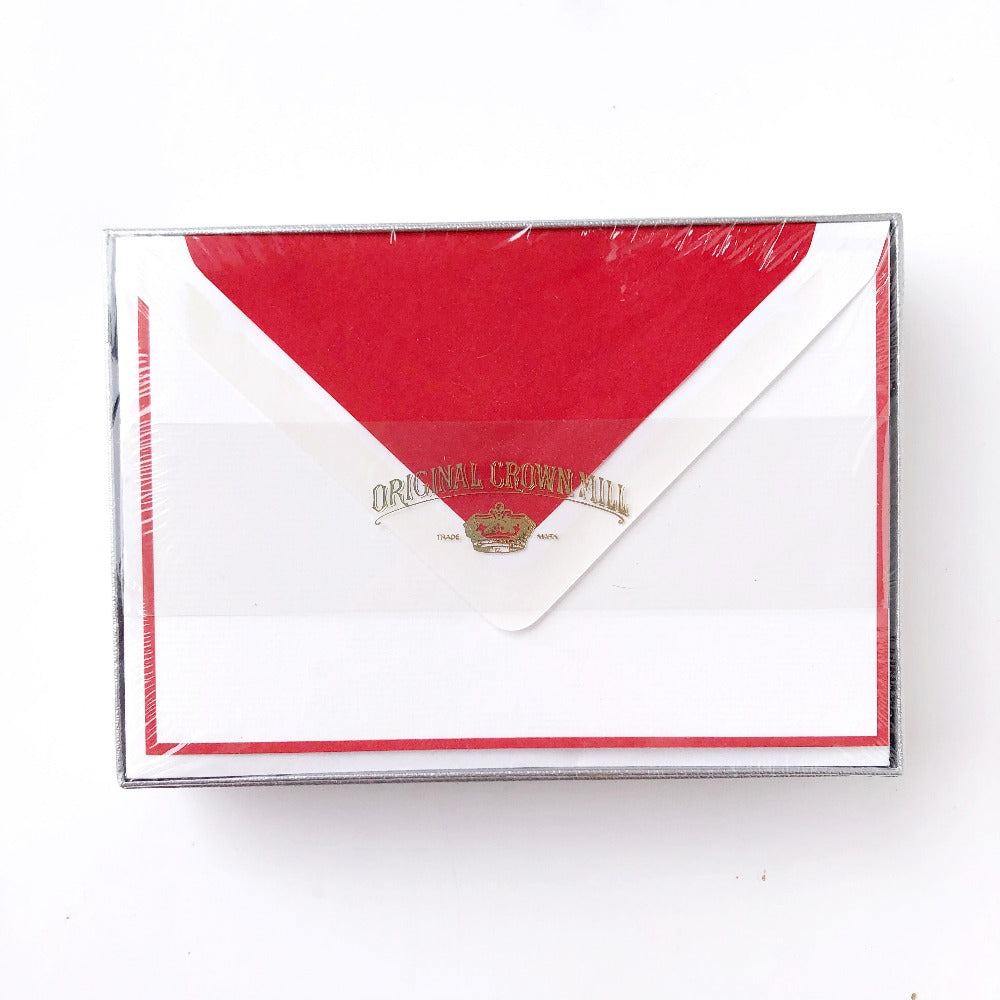 Flat Border Note Card w/Tissue Lined Envelope (box of 25) - Barque Gifts
