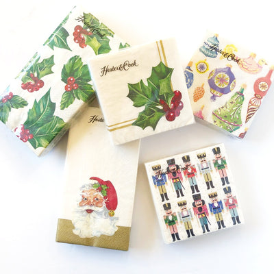 hester and cook holiday  napkins on barquegifts.com