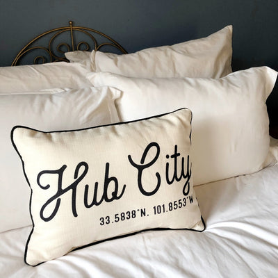 hub city coordinates pillow on barquegifts.com