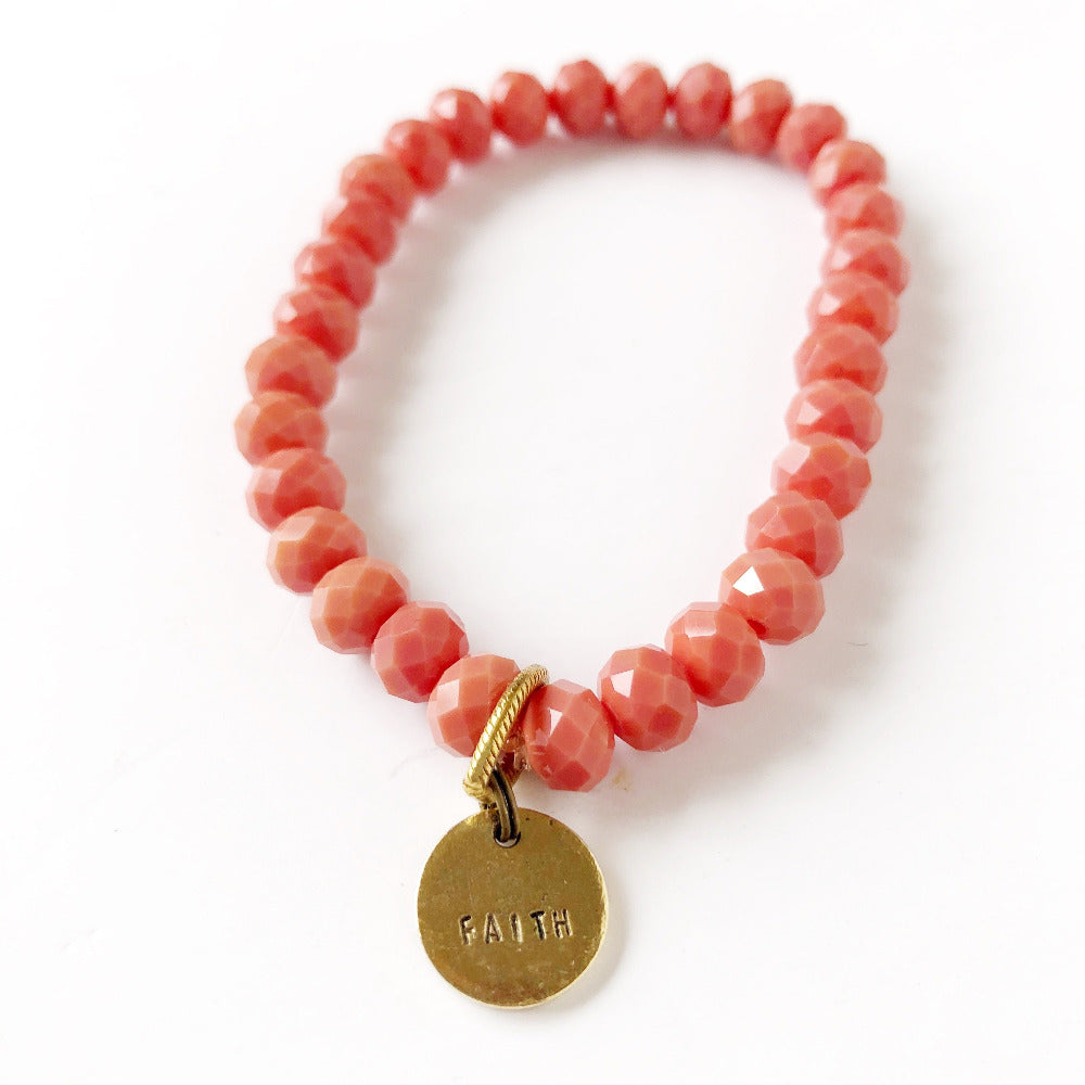 crystal bracelet with faith charm on barquegifts.com