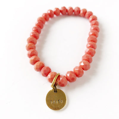 crystal bracelet with faith charm on barquegifts.com