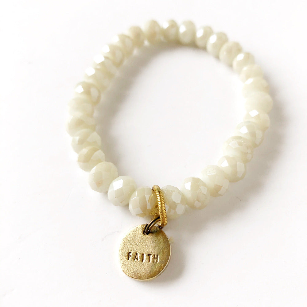 crystal bracelet with faith  charm on barquegifts.com