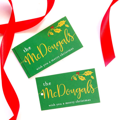 Gold Holly Gift Tags - Barque Gifts