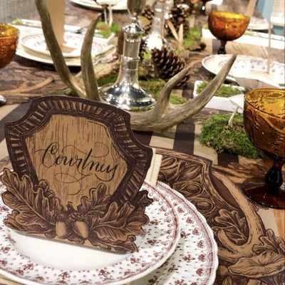 oak and antler paper table decorations on barquegifts.com