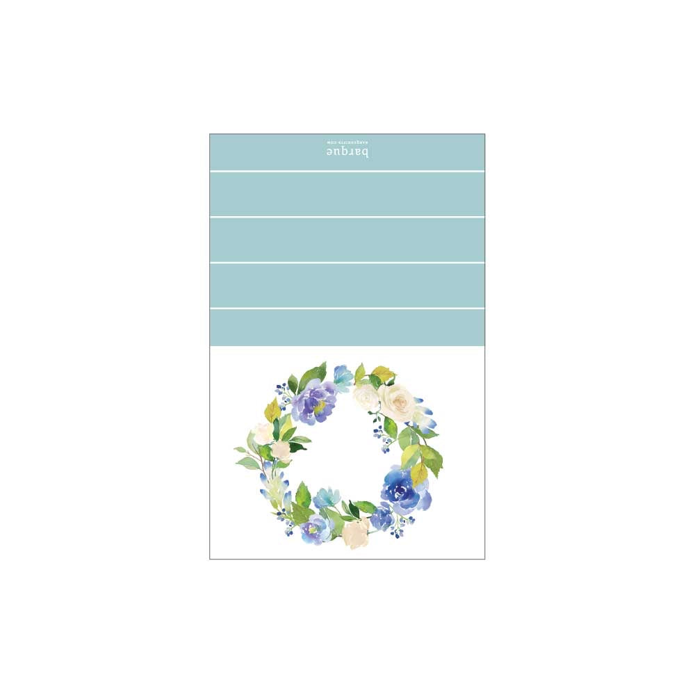 Blue Floral Wreath Folded Note - Barque Gifts