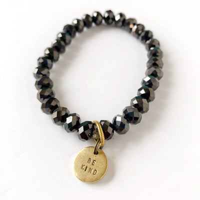 crystal bracelet with be kind charm on barquegifts.com