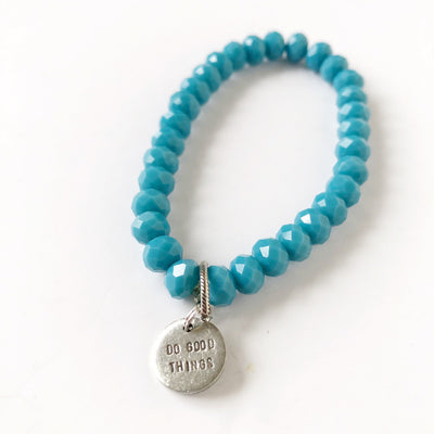 crystal bracelet with do good things charm on barquegifts.com